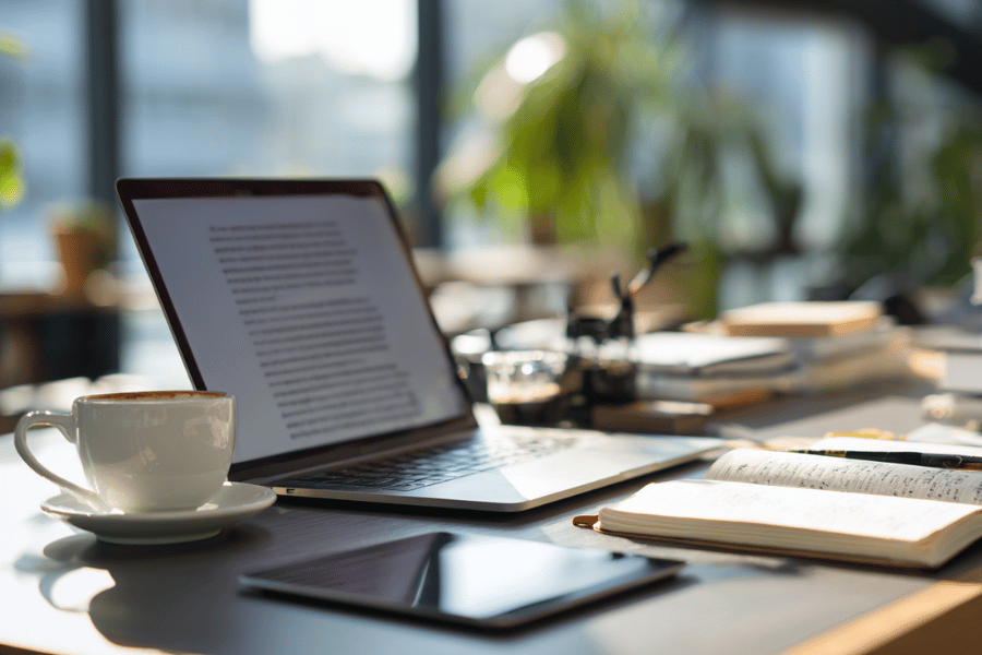 beste e-books over ondernemen laptop koffie kantoor tablet schrift raam