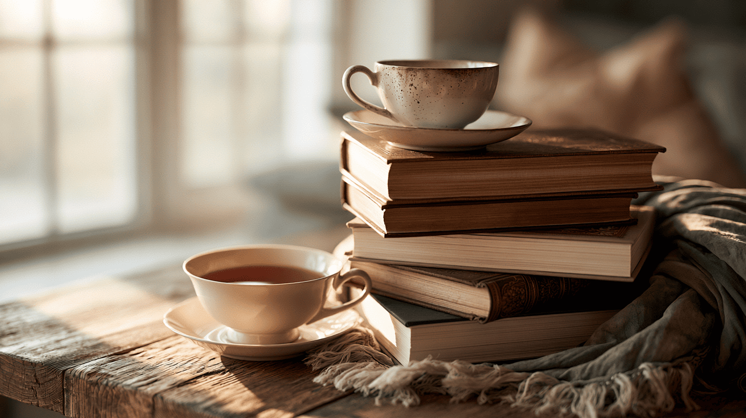 mokken thee stapel boeken over vriendschap