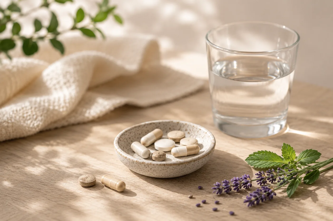 glas water homeopatische middelen voor rust in je hoofd lavendel